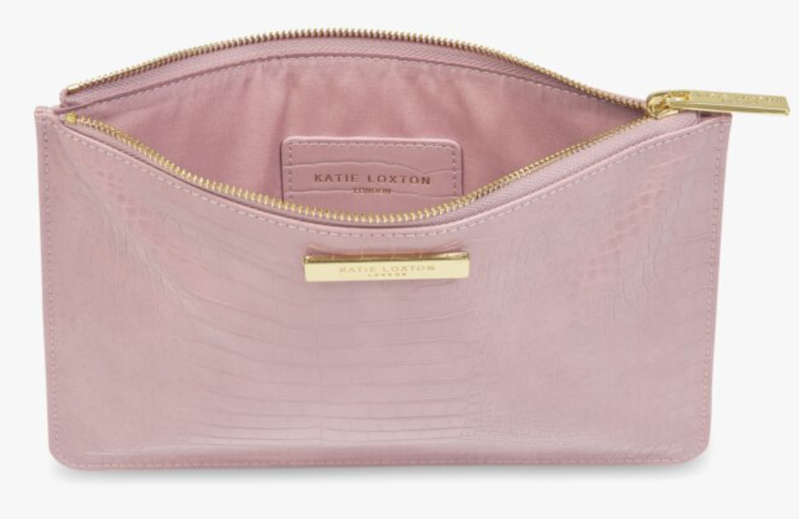 Perfect Pouch Faux Croc Pink