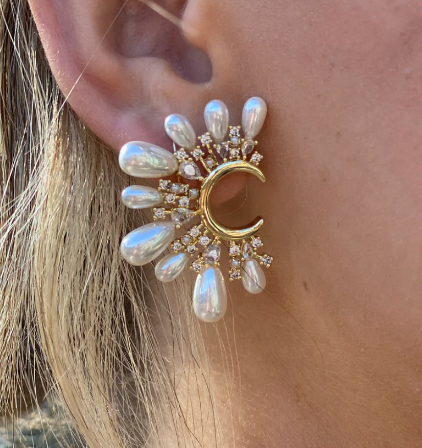 Pearl Moon Earrings