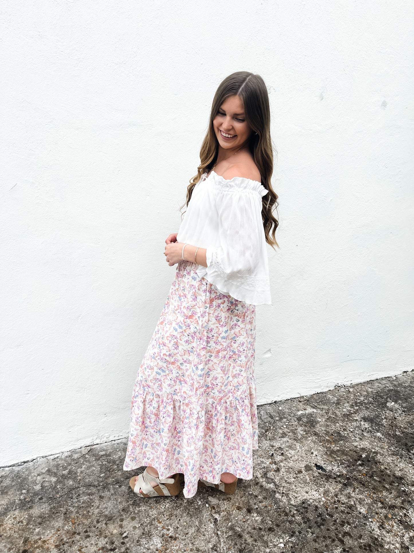 Painted Flower Maxi Skirt