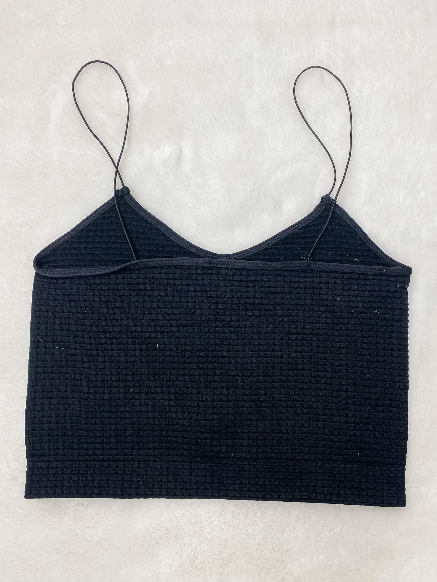 Waffle Crop Cami Black