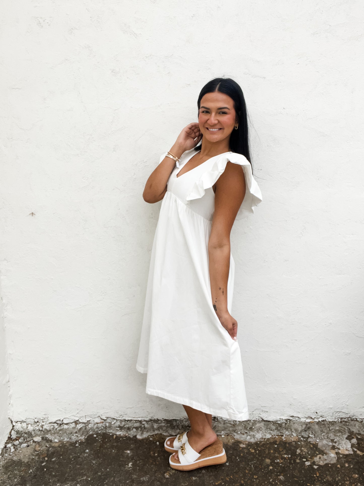 Powder Whispers Midi Dress