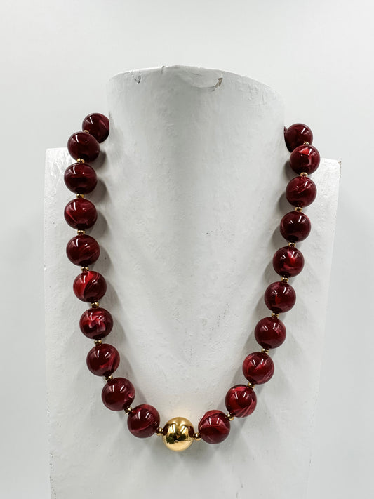 Cranberry Beaded Necklace