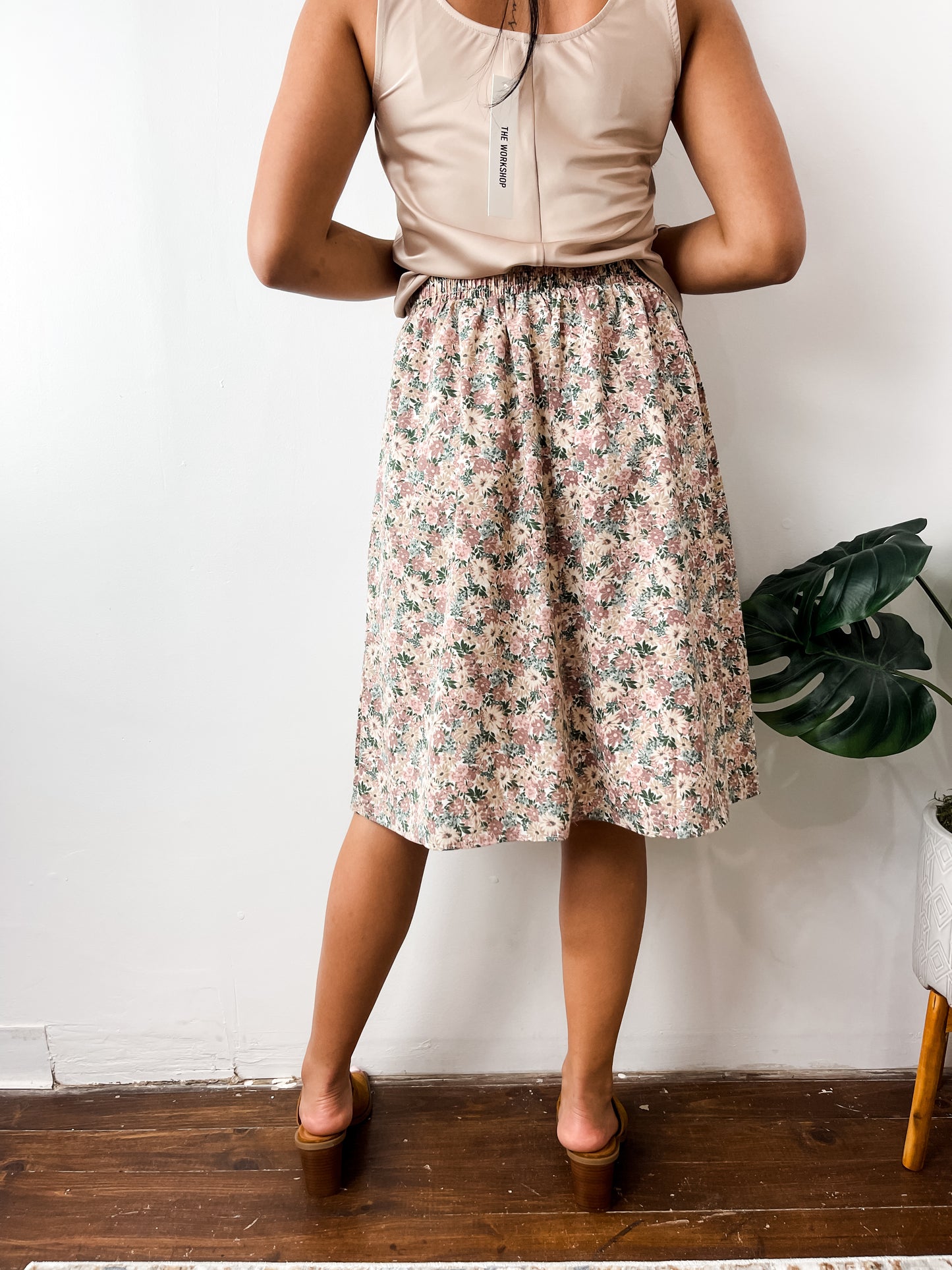 Dusty Pink Midi Slip Skirt