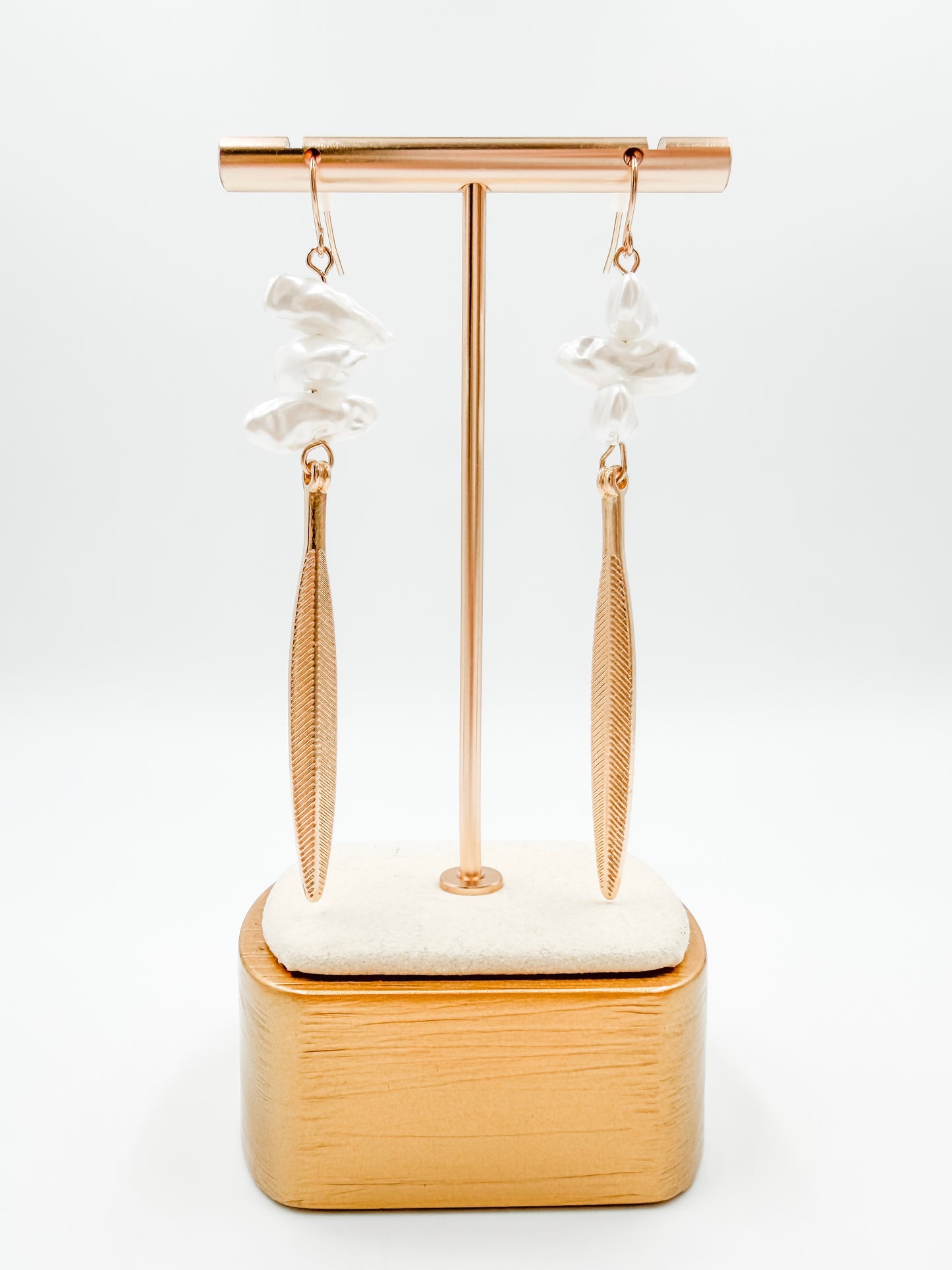 Birdie Pearl Feather Drop Earrings