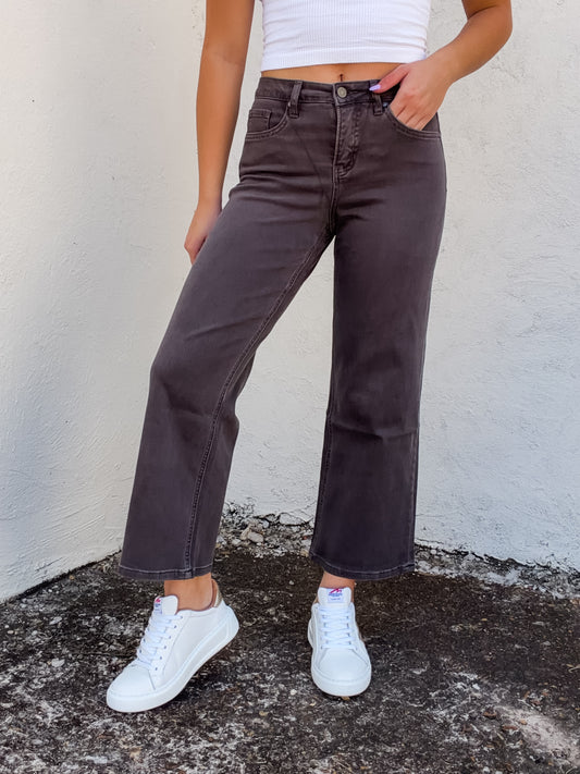 Bella Mid Rise Straight Gray