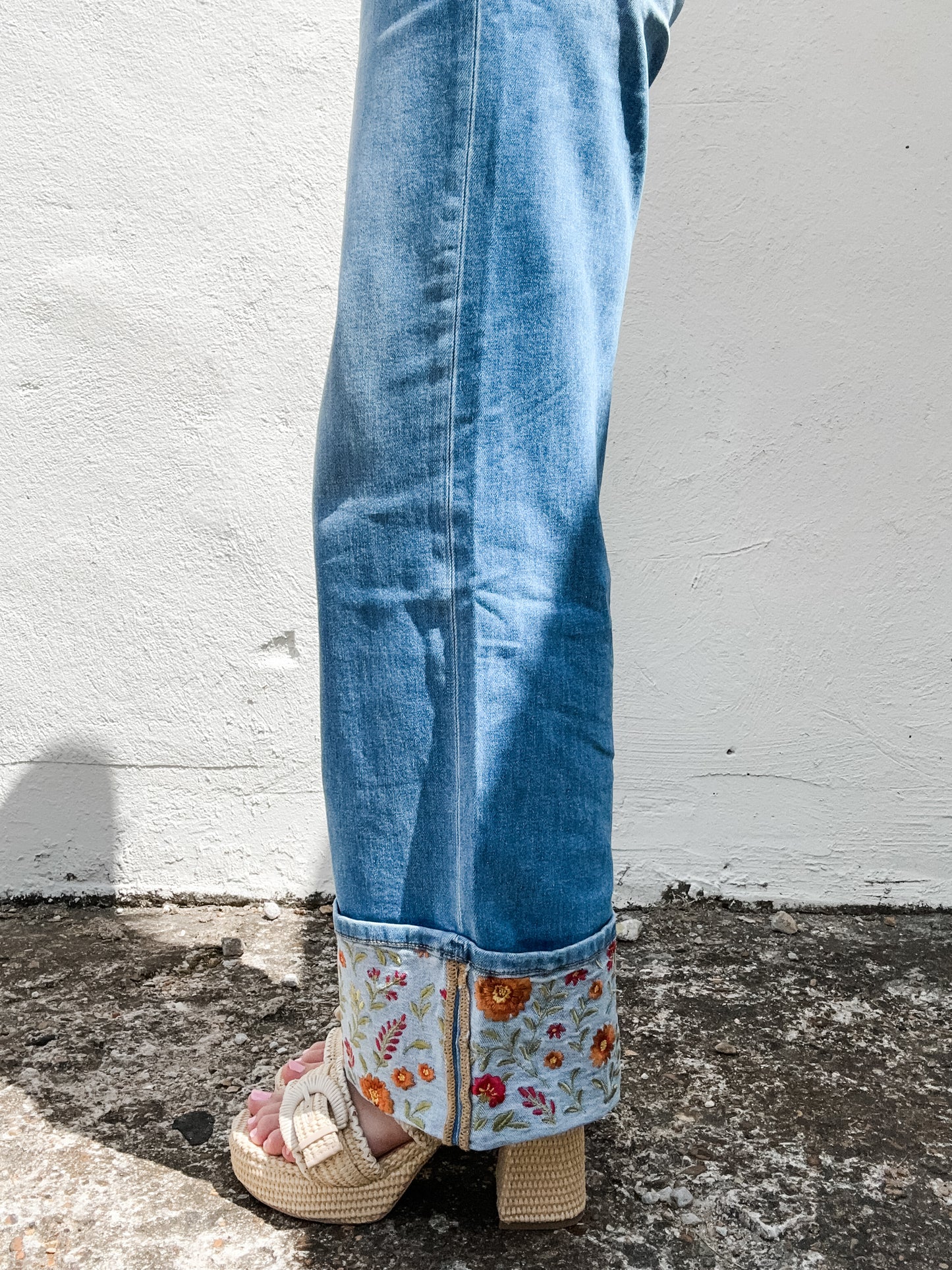 Marissa Floral Cuff Jeans