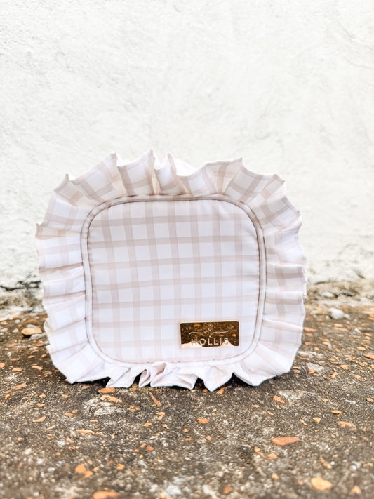 Ruffled Tech Bag Nude Plaid