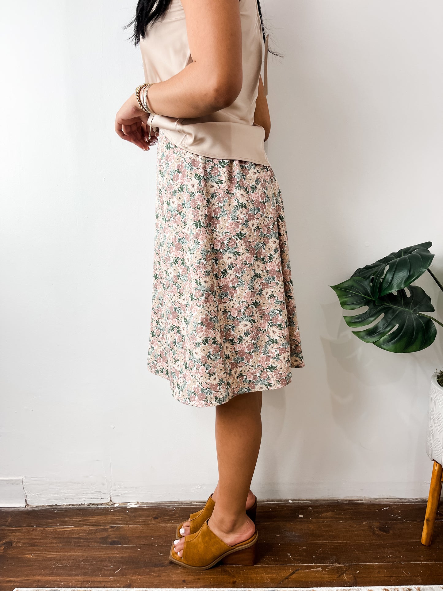 Dusty Pink Midi Slip Skirt