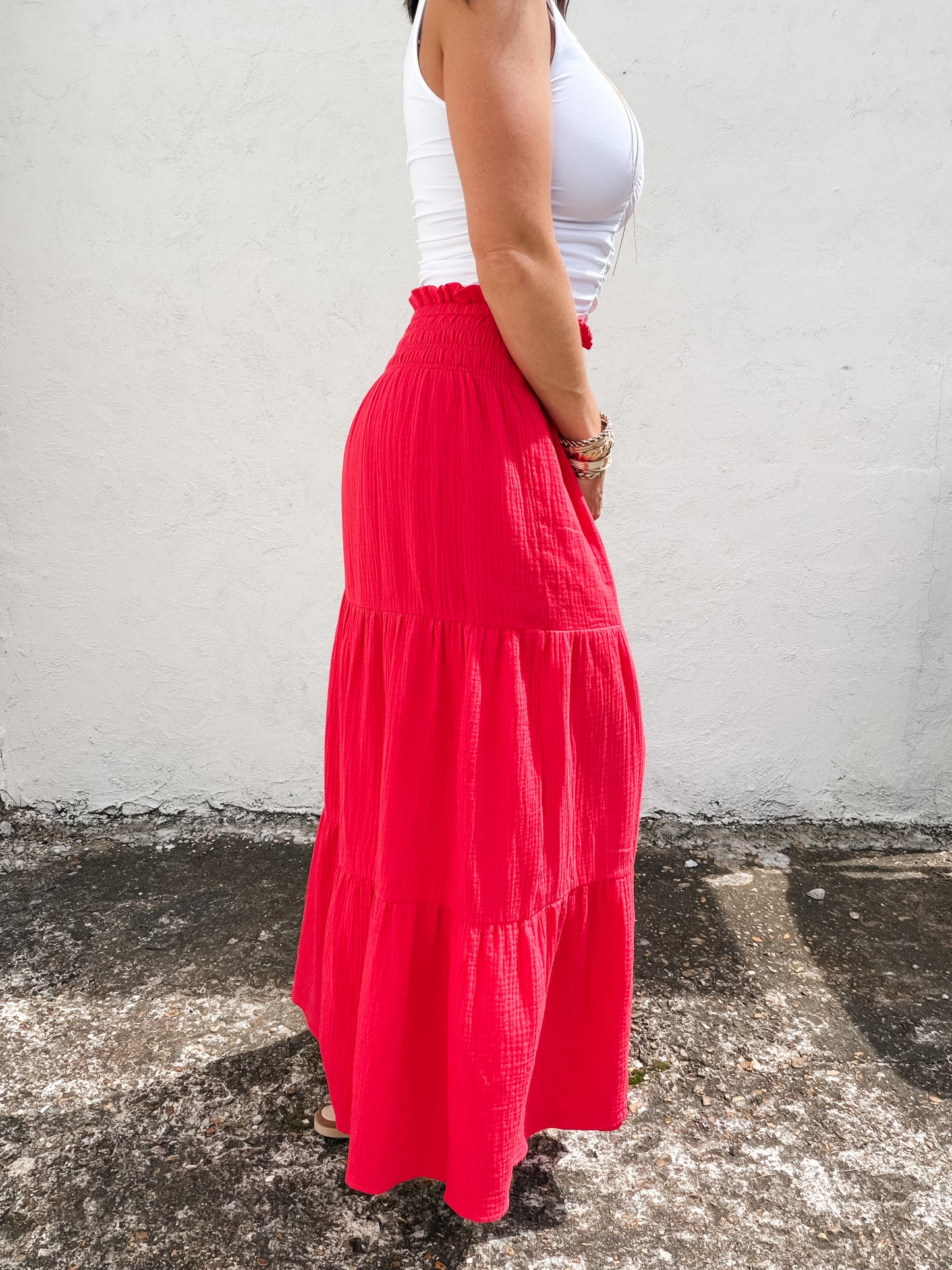 July Red Maxi Skirt