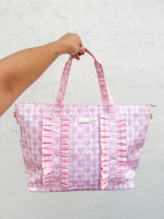 Ruffled Nylon Tote Bag Floral