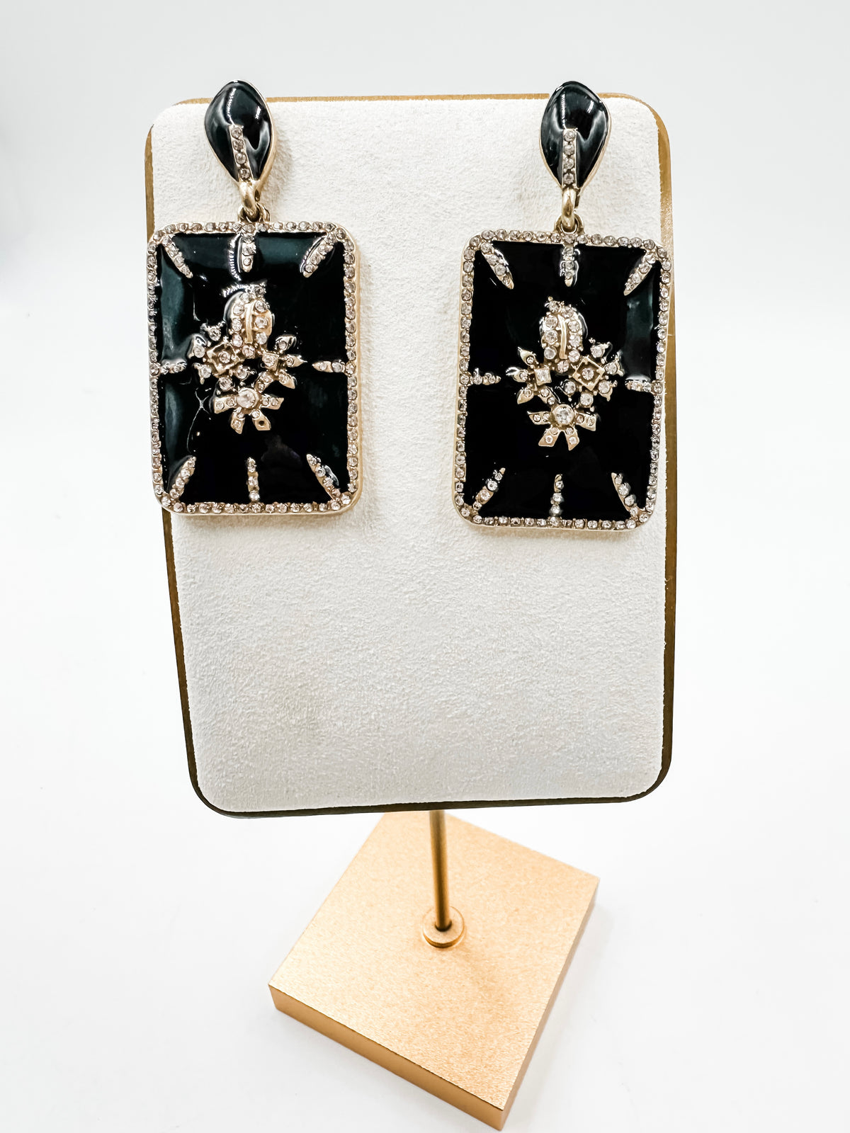 Black Enamel Dangle Earrings