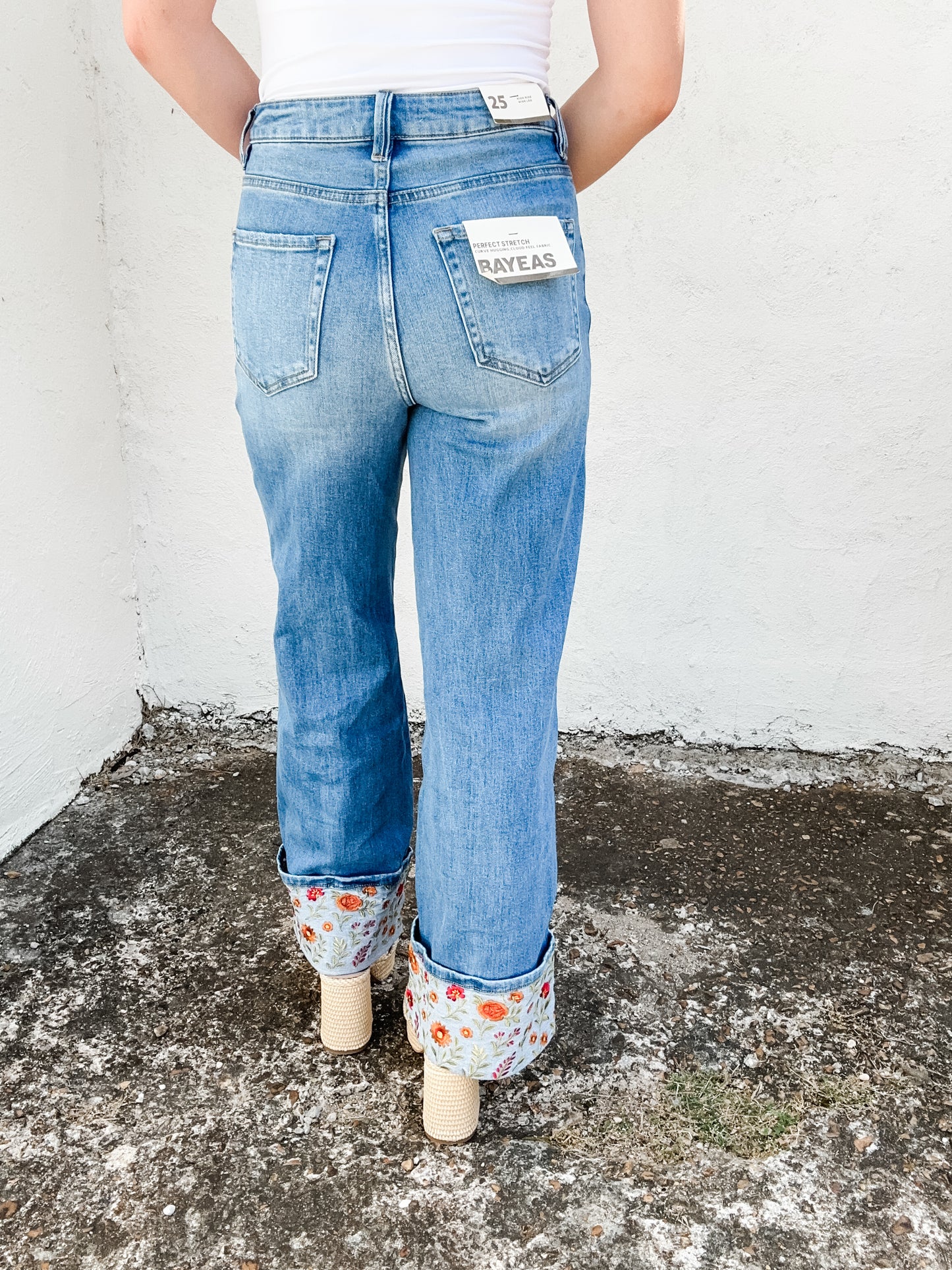 Marissa Floral Cuff Jeans