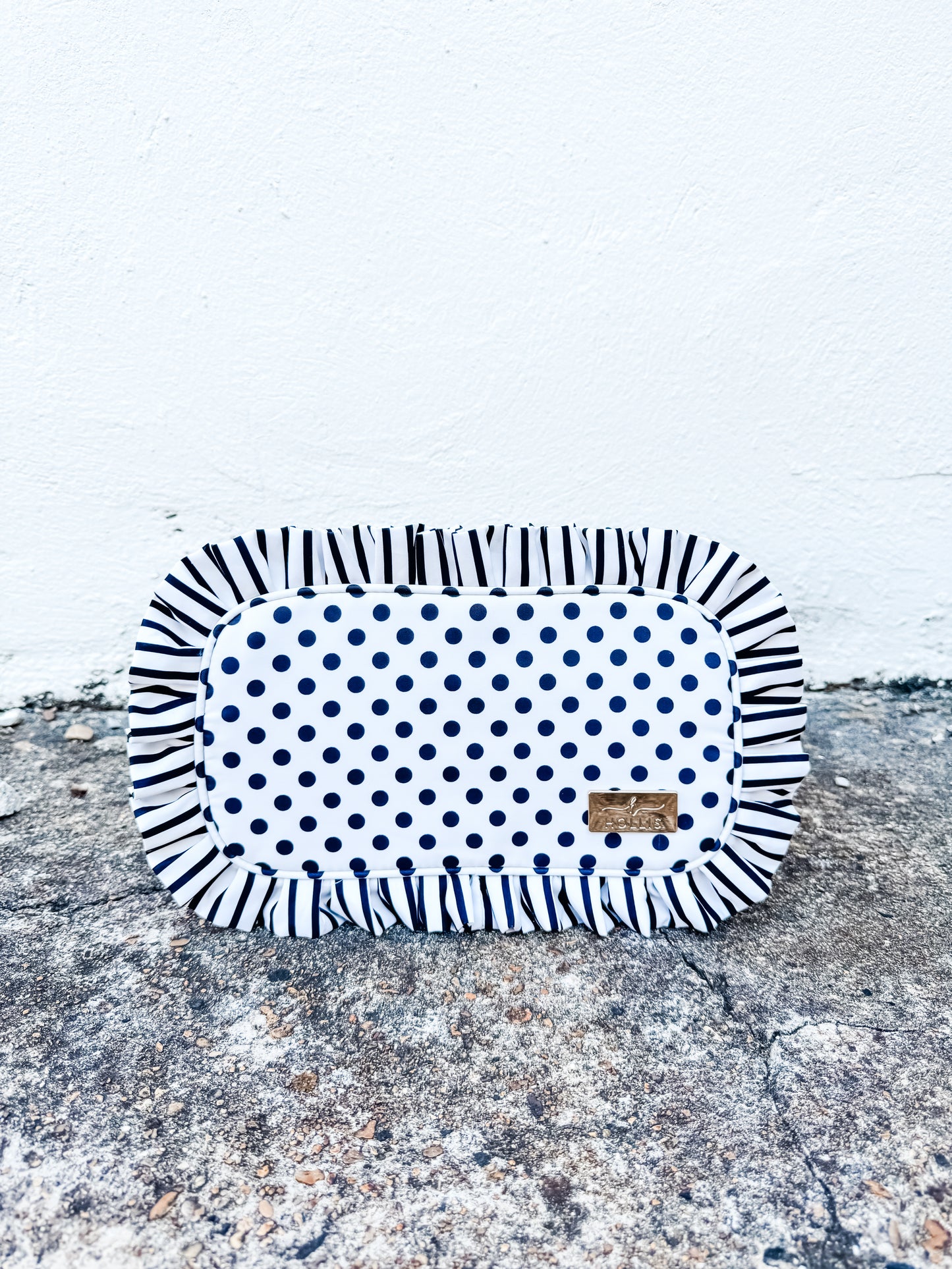 Ruffled Nylon Medium Pouch Polka Dot