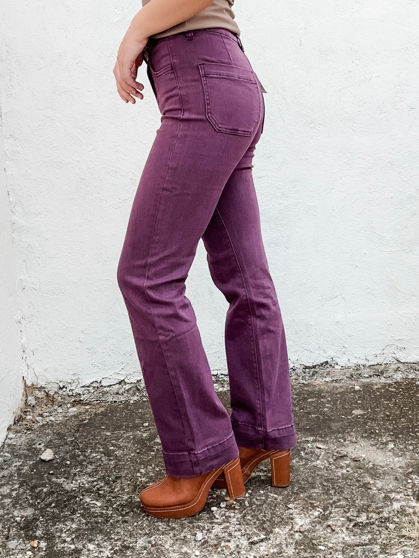 Samantha High Rise Bootcut Plum