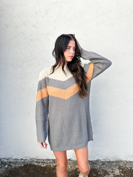 Shine On Chevron Sweater Dress