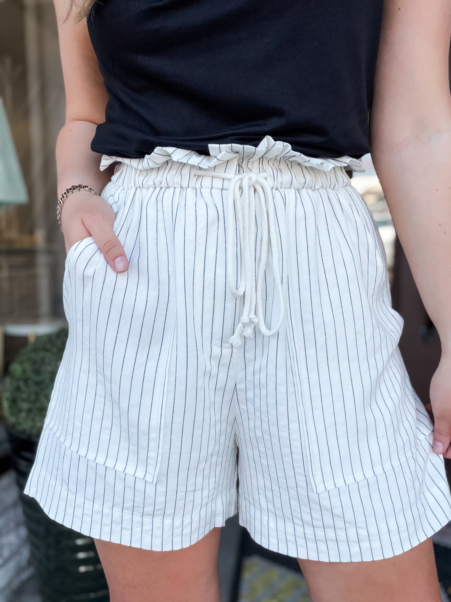 Mobbing the Pinstripe Shorts