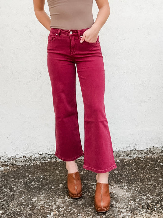 Bella Mid Rise Straight Jeans Wine