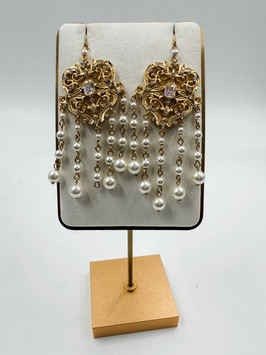 Vintage Pearl Tassel Earrings