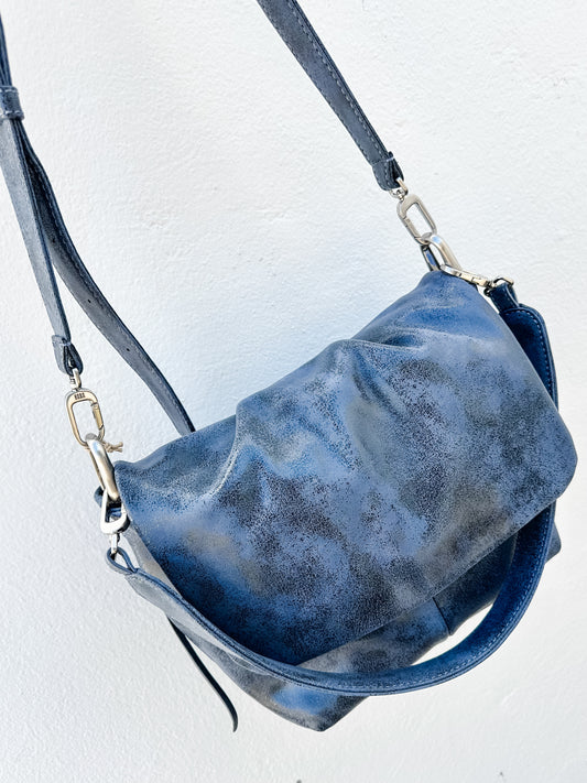 Harley Convertible Shoulder Bag in Buffed Leather Indigo Sky