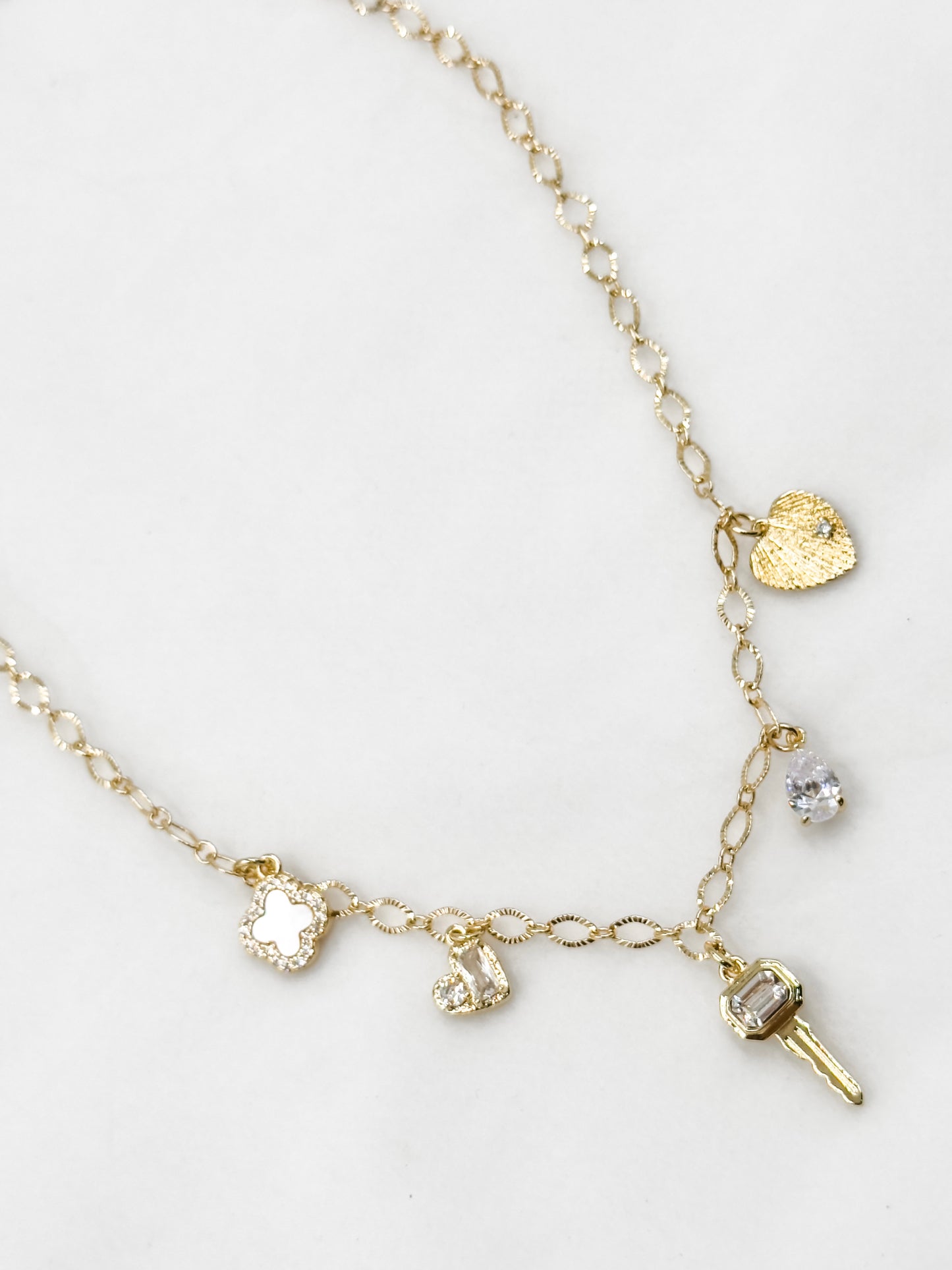 Key Hearts Charm Necklace