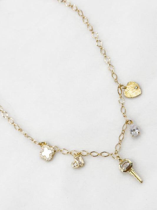 Key Hearts Charm Necklace