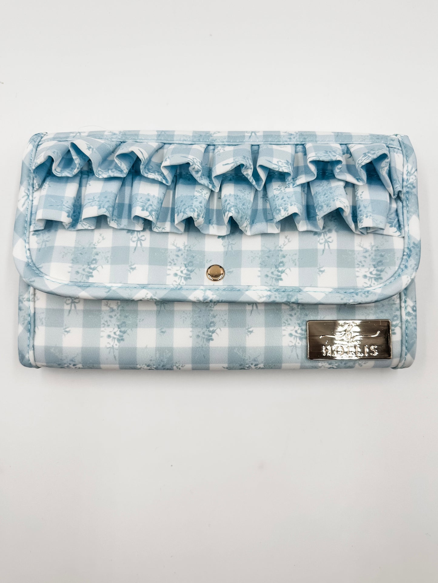 Fold Up Jewelry Organizer Ruffled Blue