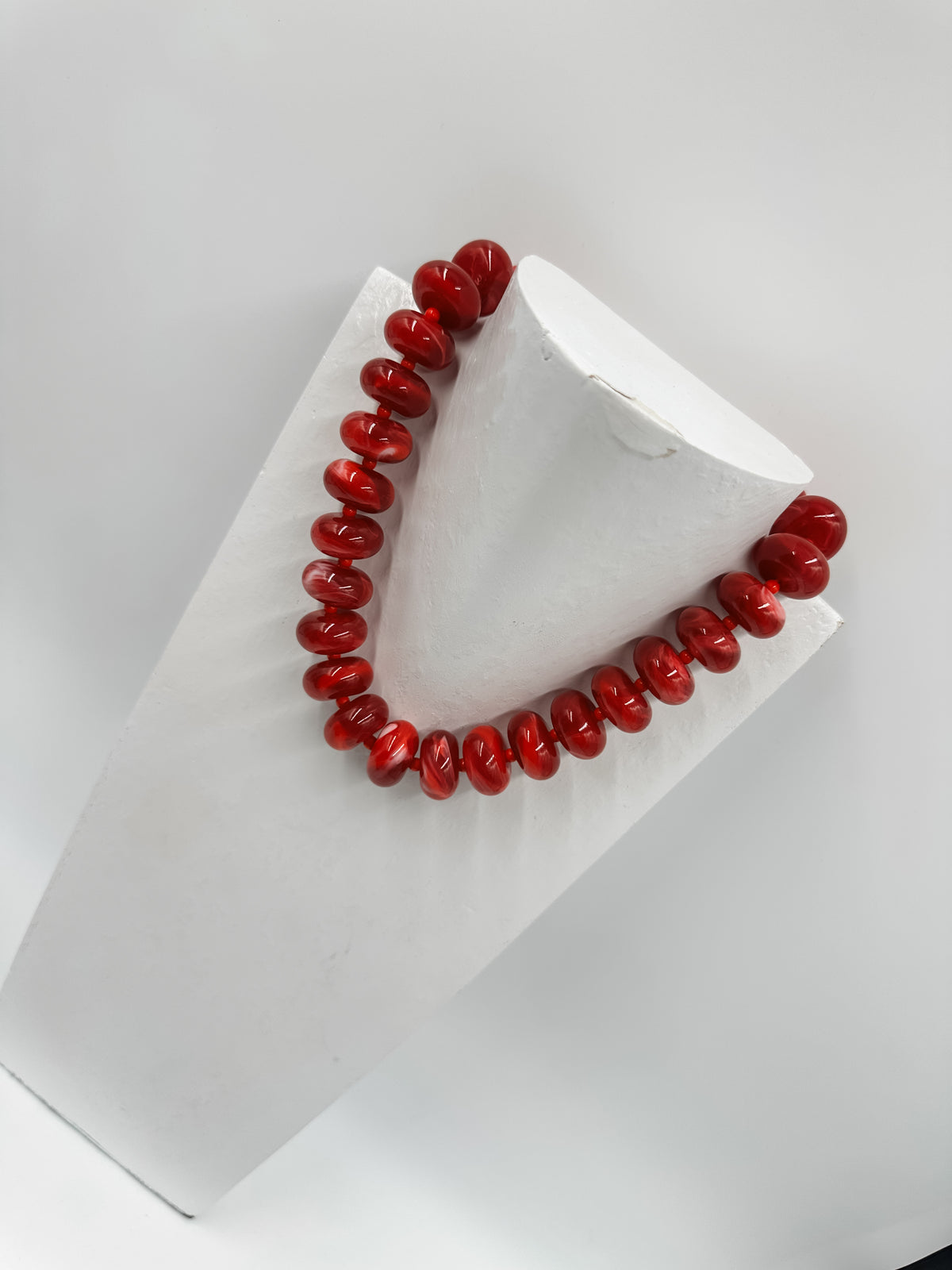 Deep Red Beaded Necklace