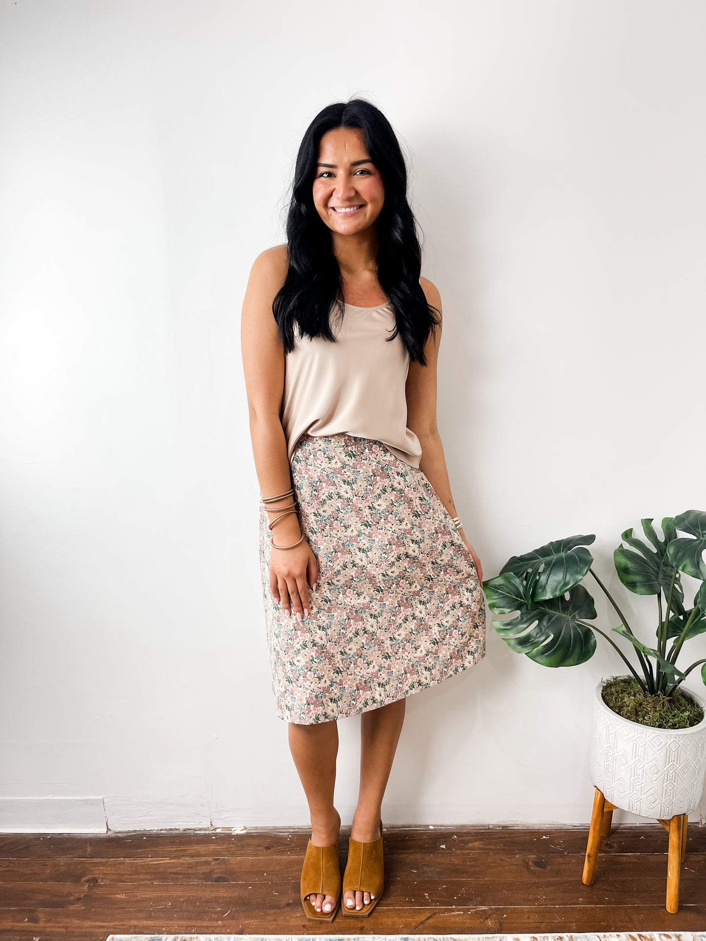 Dusty Pink Midi Slip Skirt