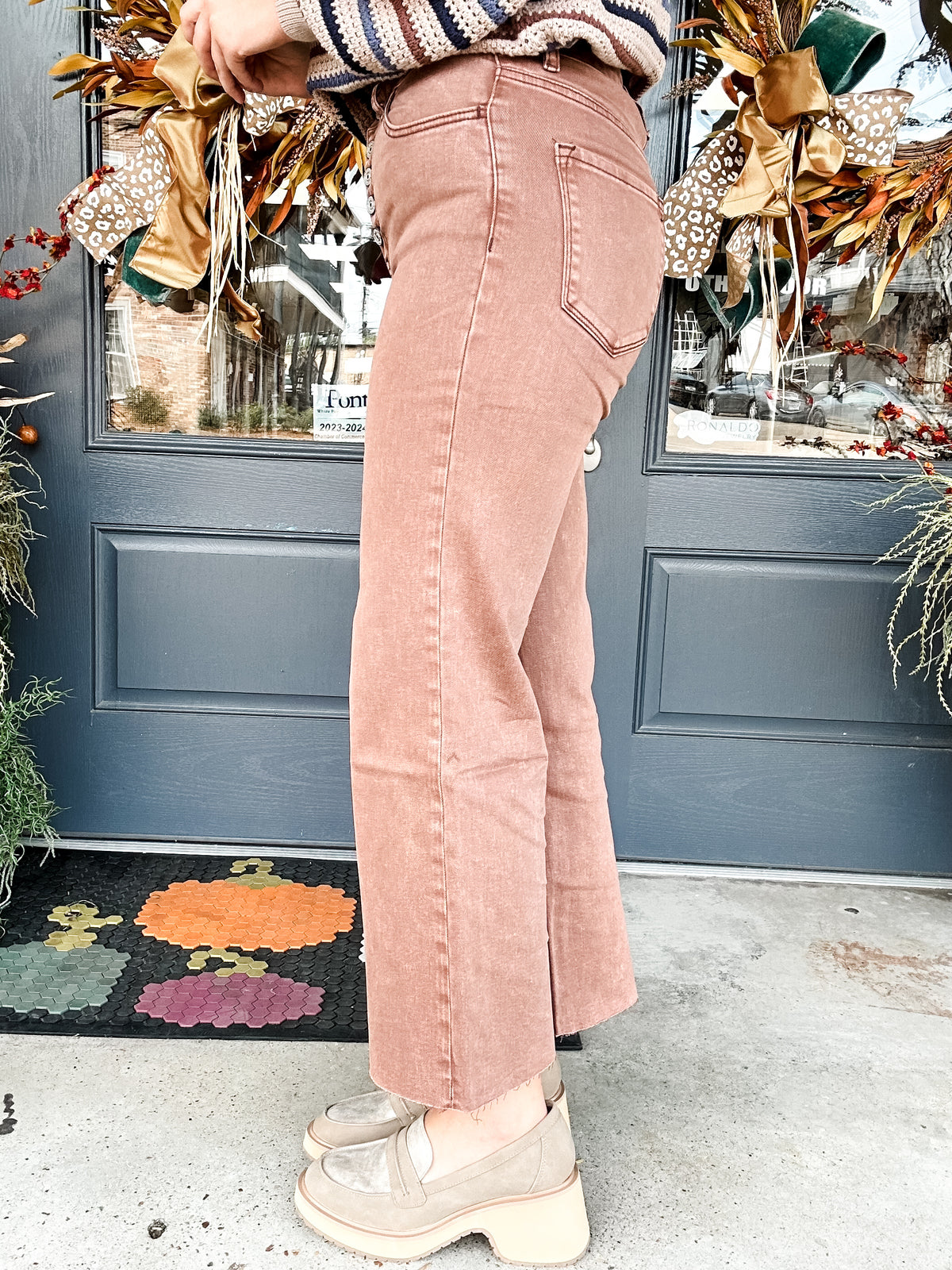 Kara High Rise Wide Leg Jean Cappuccino