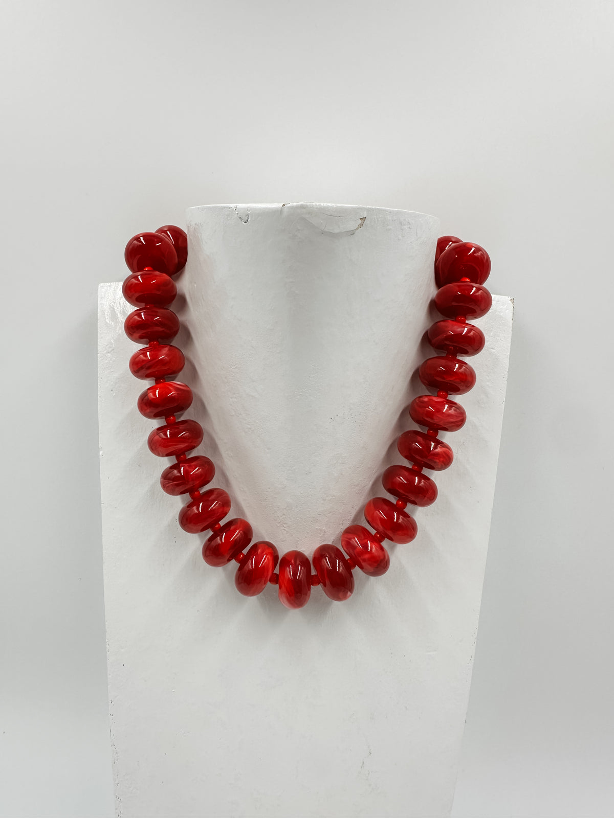 Deep Red Beaded Necklace
