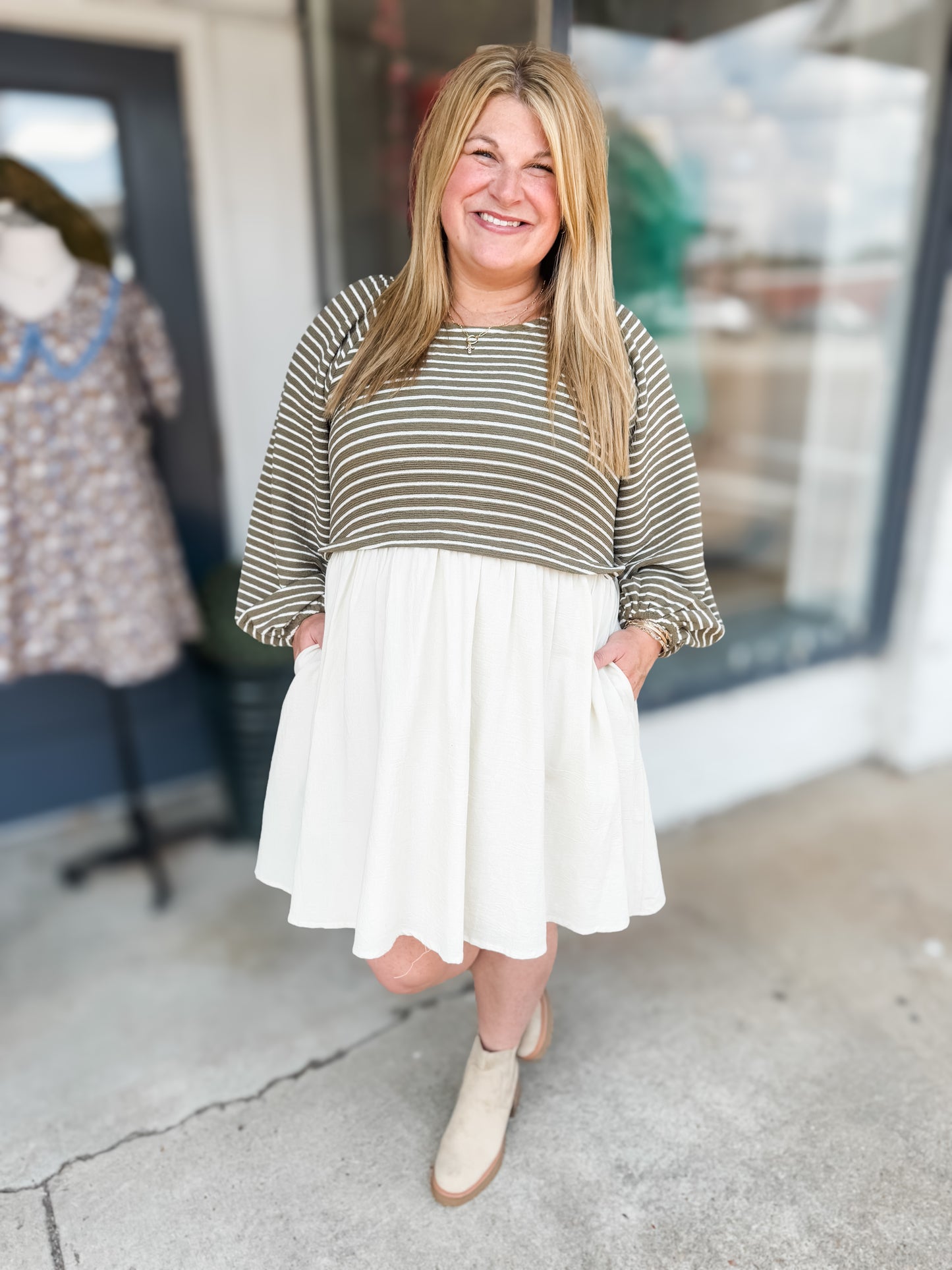 The Dawn in Olive Striped