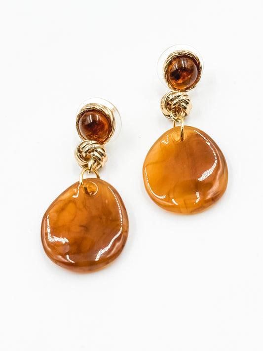 Amber Marbled Stud Earrings