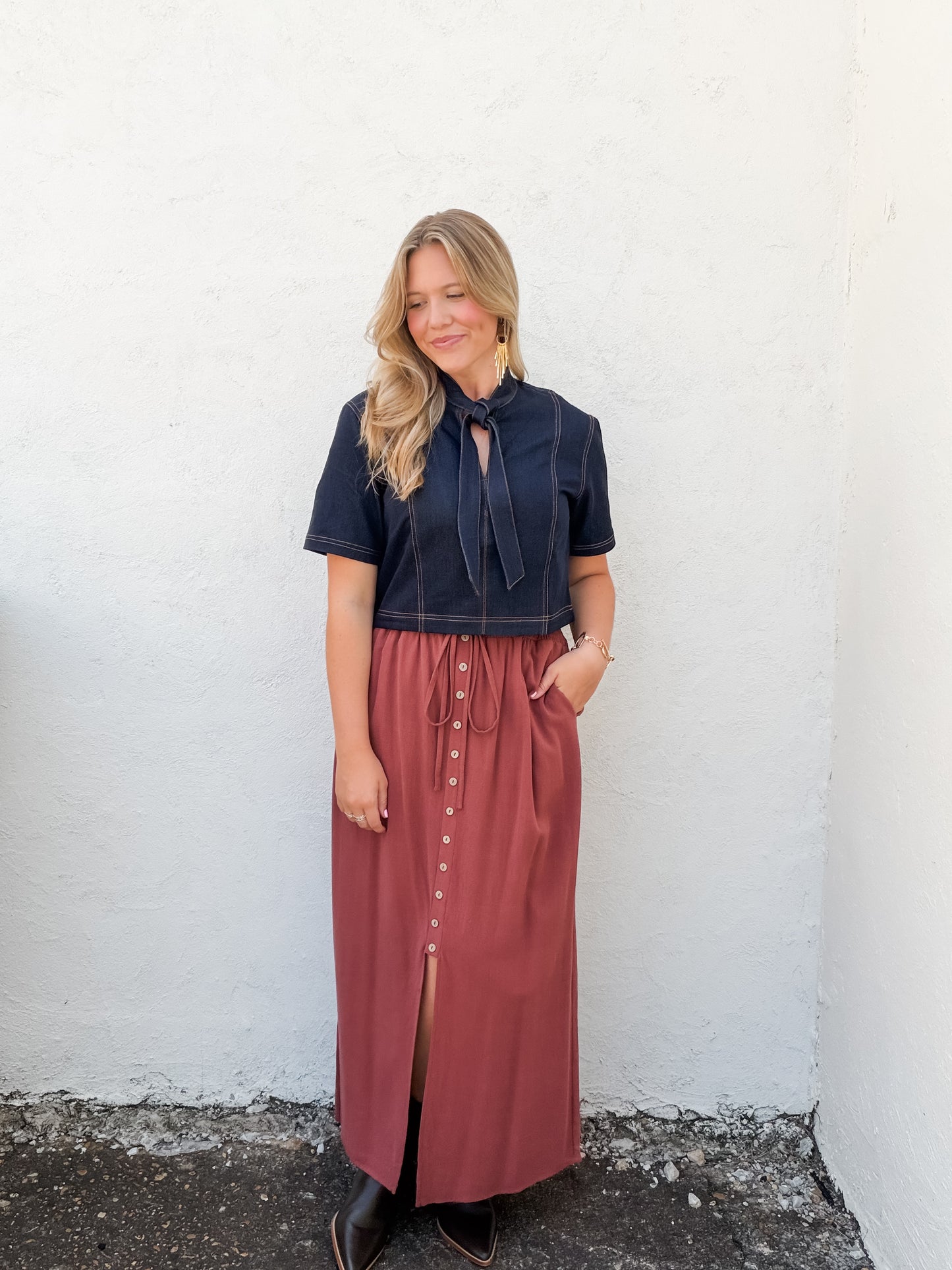 Inez Denim Top