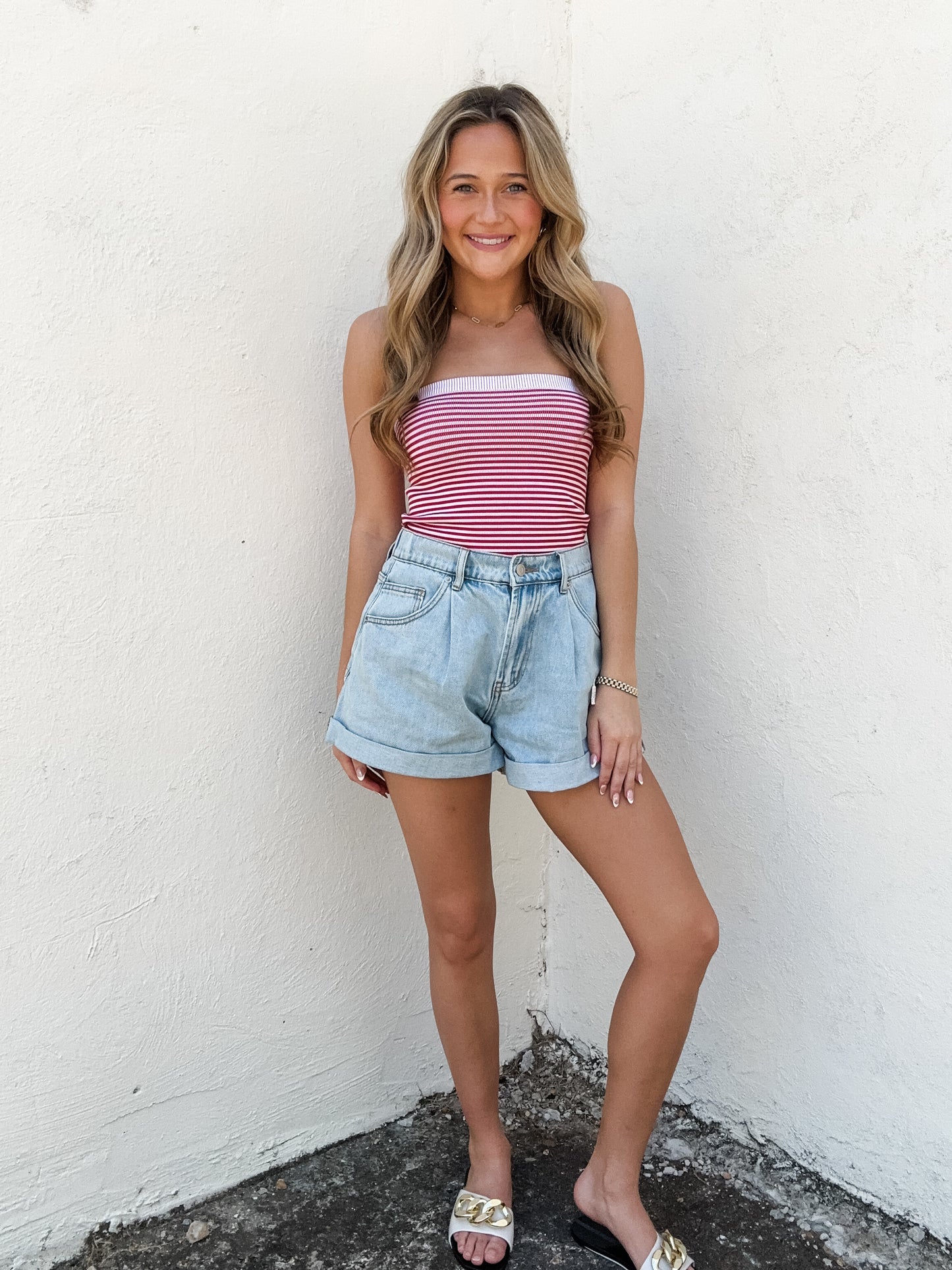 Striped Tube Top Red