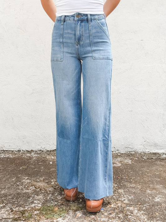 New York High Rise Wide Leg Jeans