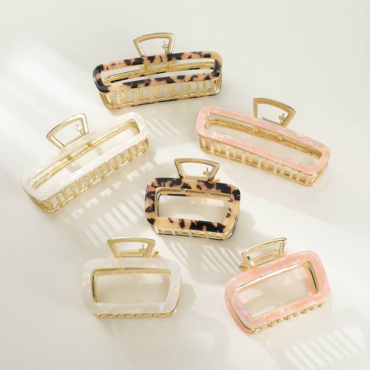 Harlow Large Rectangle Metal Claw Clip