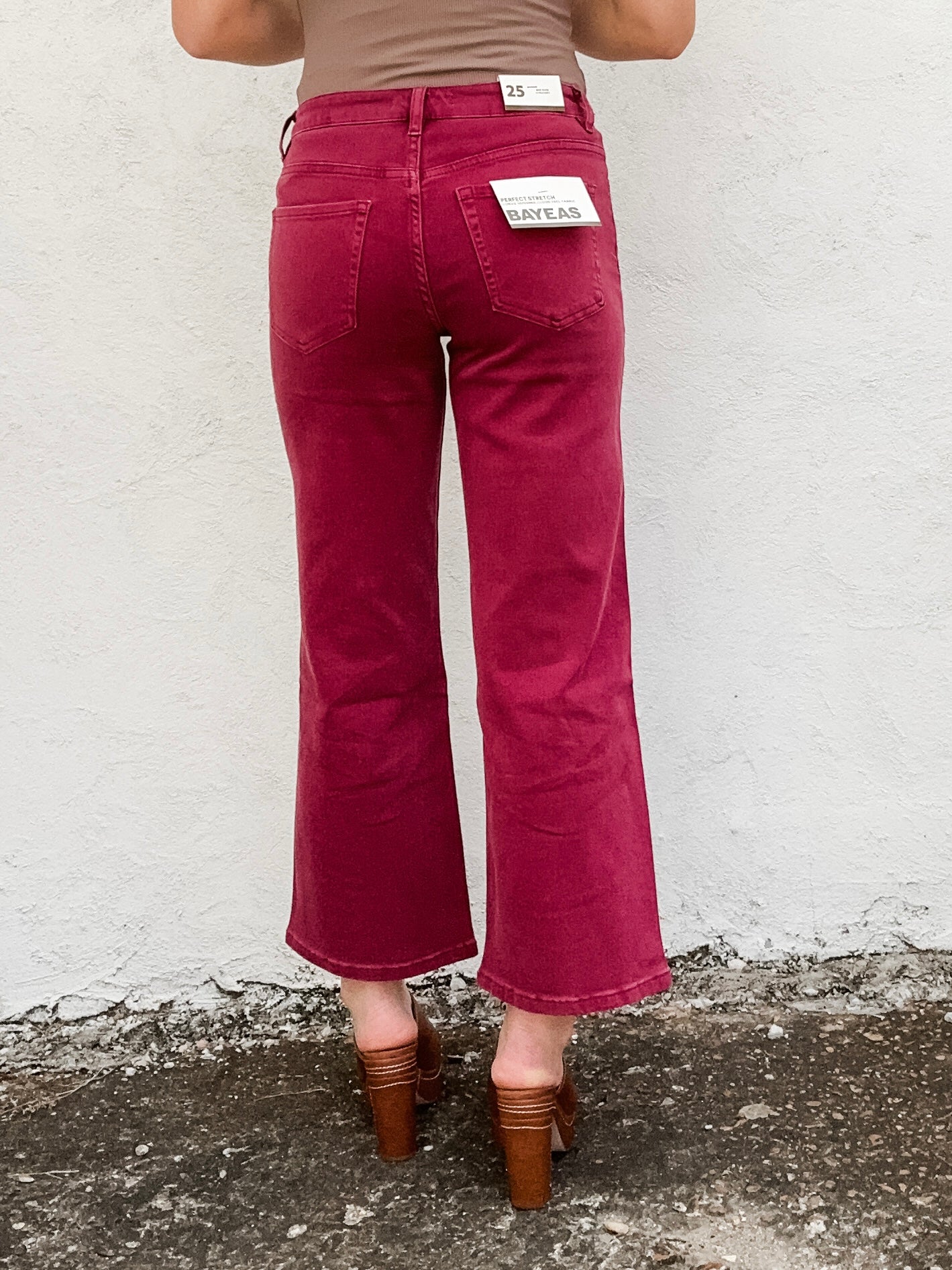 Bella Mid Rise Straight Jeans Wine