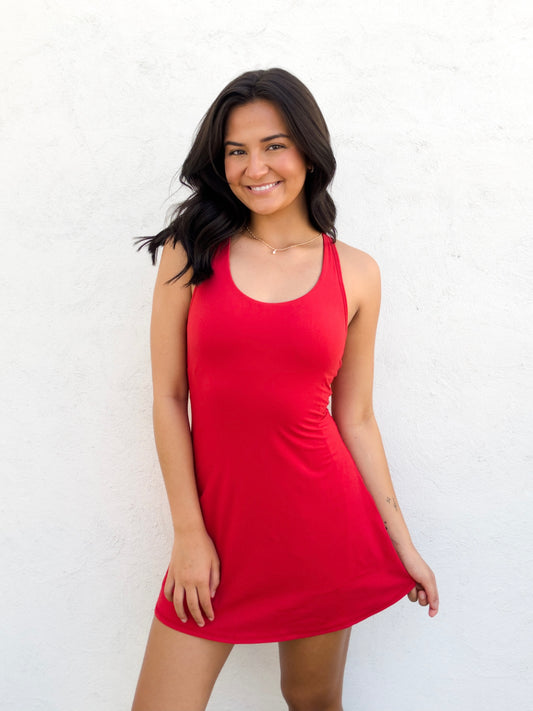 Tennis Romper Dress Red