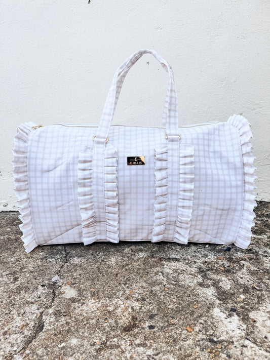 Ruffled Nylon Weekender Nude Plaid