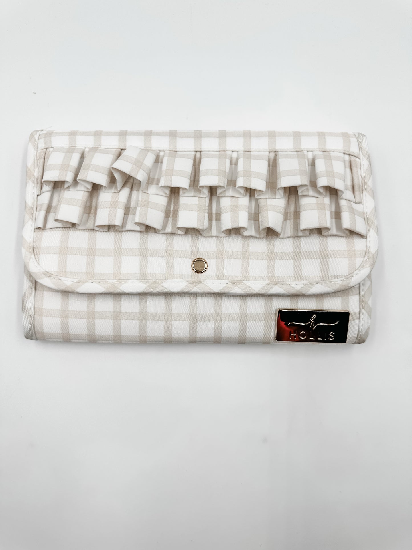 Fold Up Jewelry Organizer Ruffled Nude Plaid