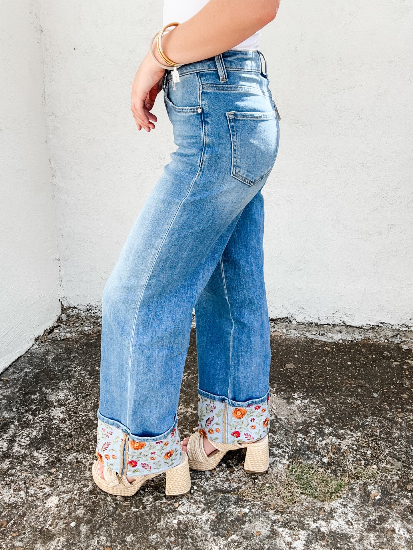 Marissa Floral Cuff Jeans