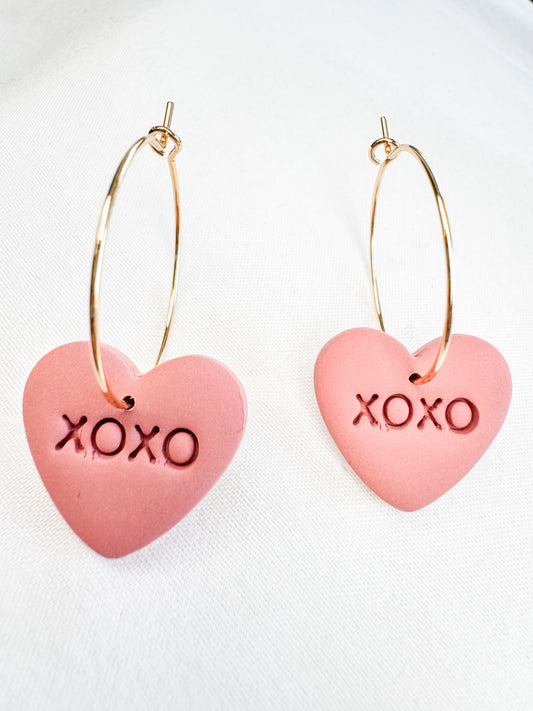 Candy Heart XOXO Valentines Hoops