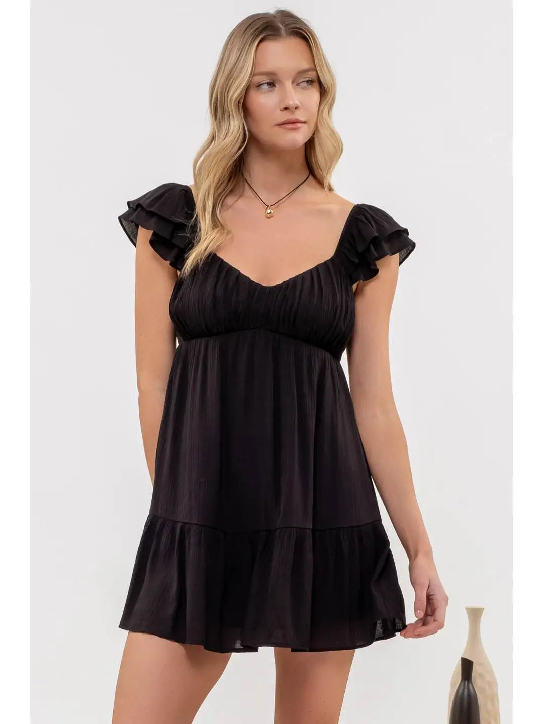 Sweetheart in Black Mini Dress