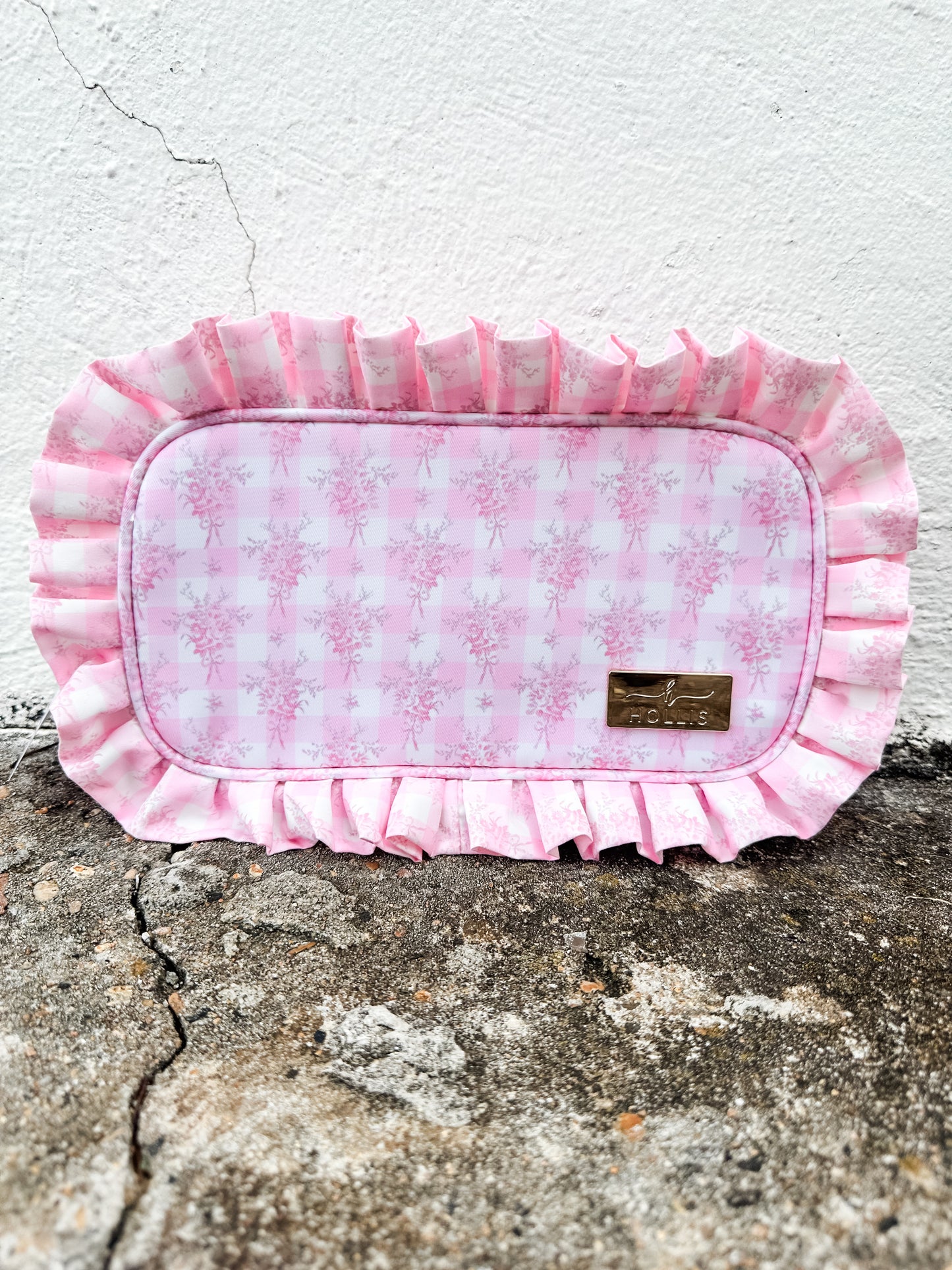 Ruffled Nylon Medium Pouch Floral