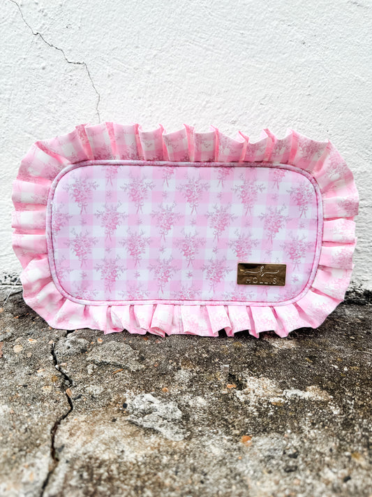 Ruffled Nylon Medium Pouch Floral