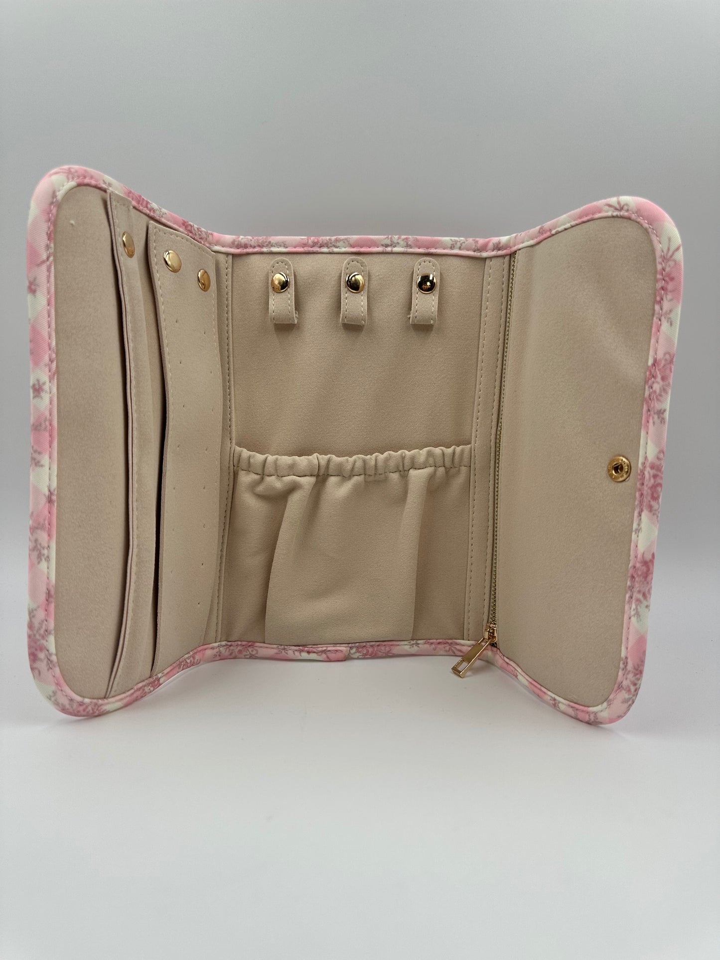 Fold Up Jewelry Organizer Ruffled Pink