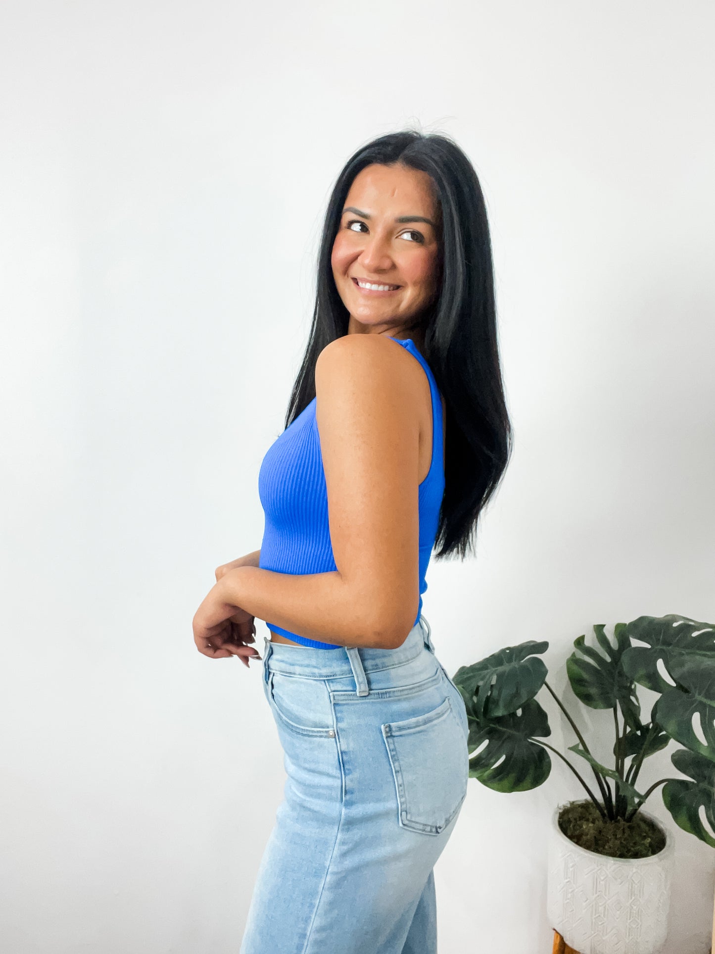 Aria Reversible Ribbed CropTop Royal Blue