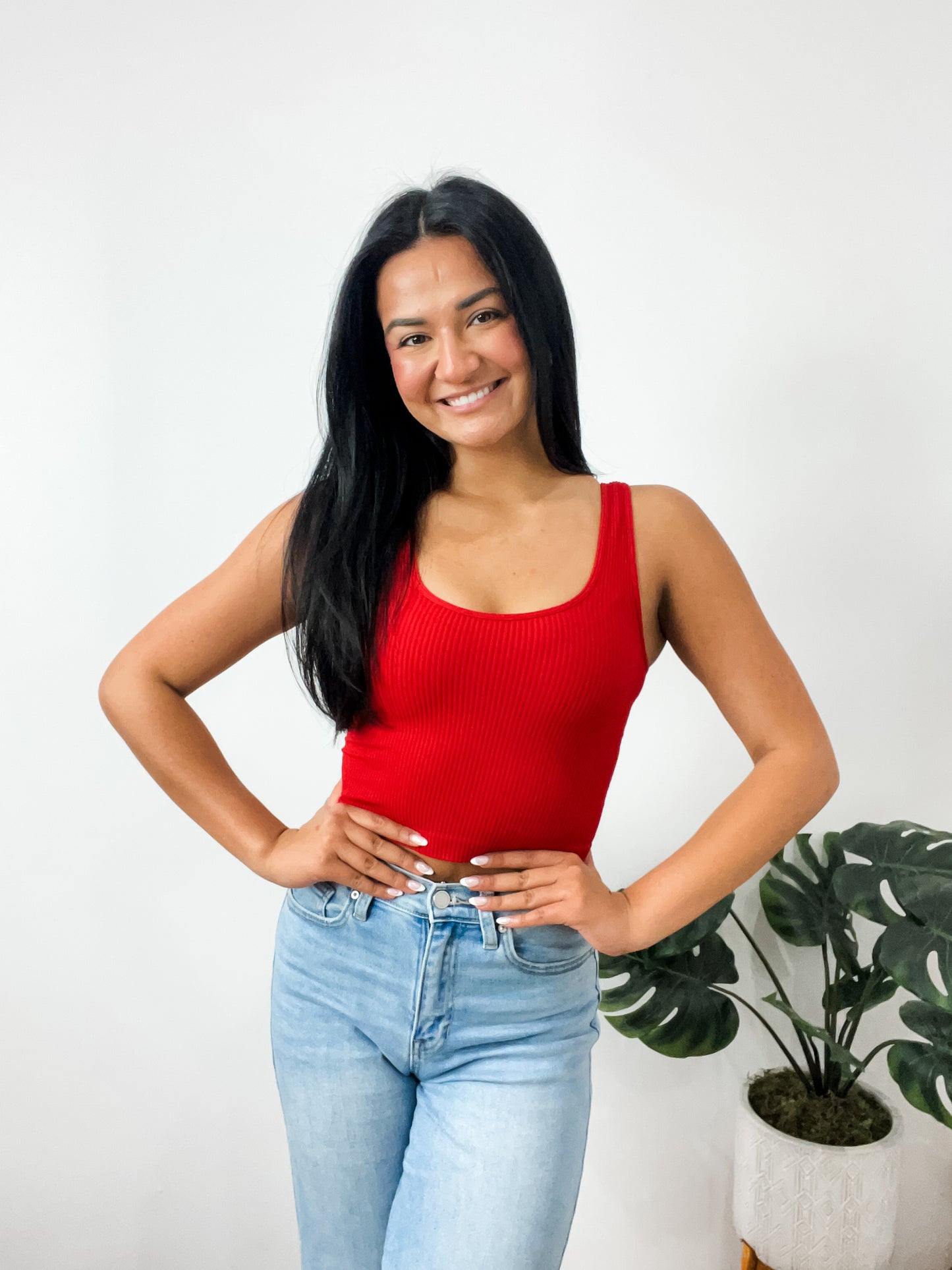 Aria Reversible Ribbed CropTop Red