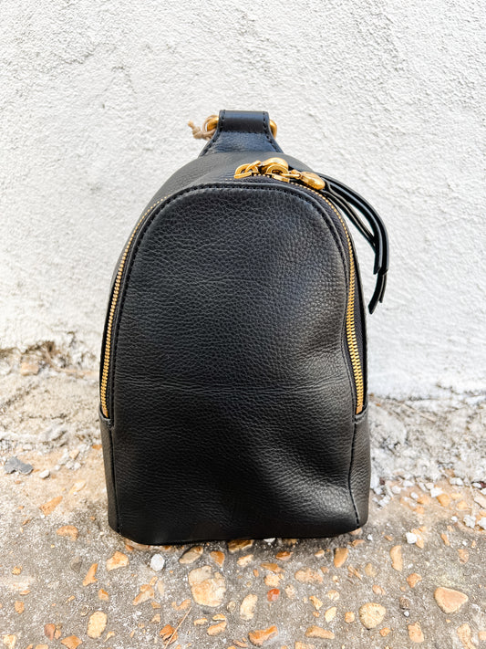 Fern Sling Pebbled Leather Black