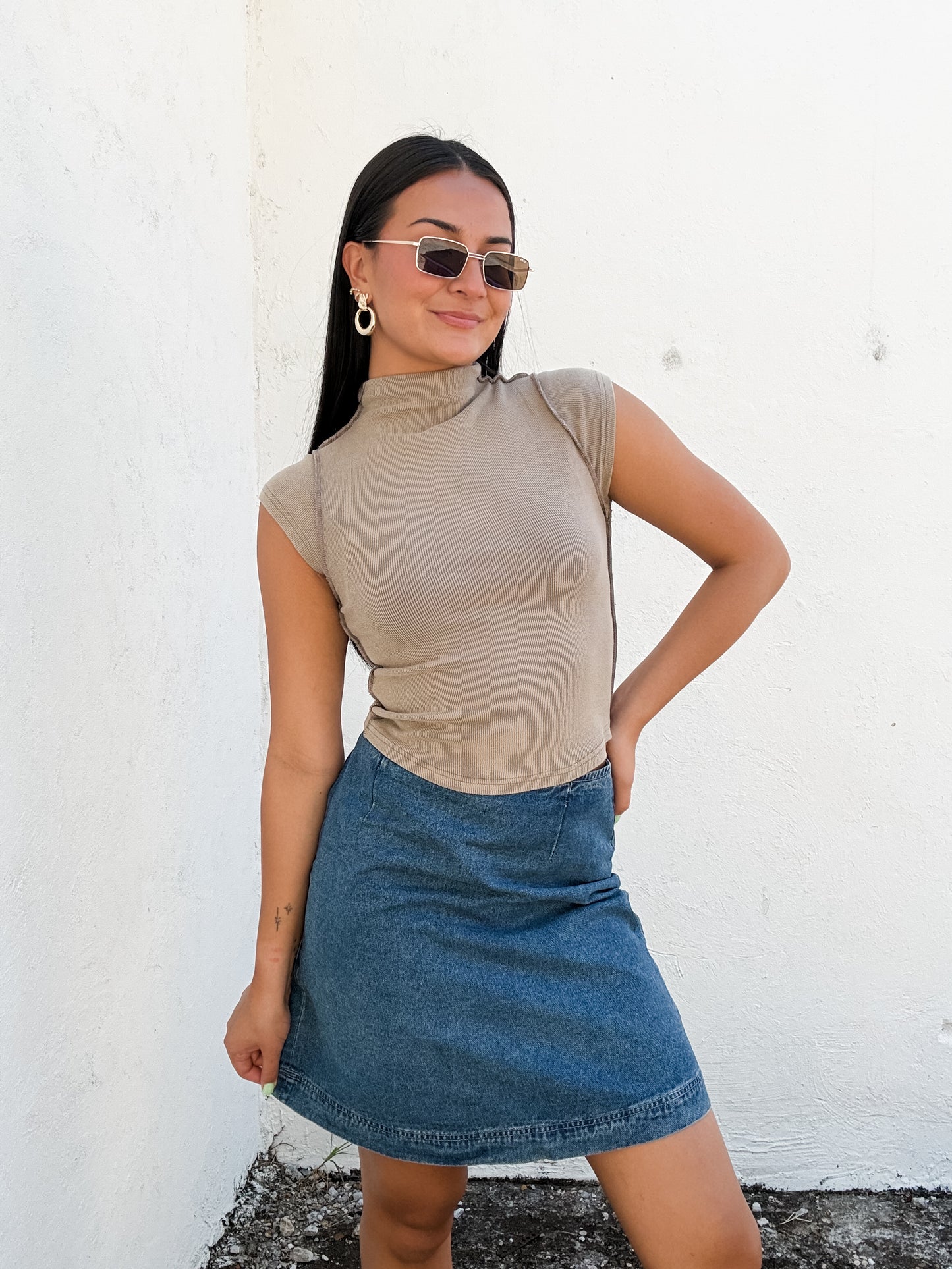 Vinti Mock Top Taupe